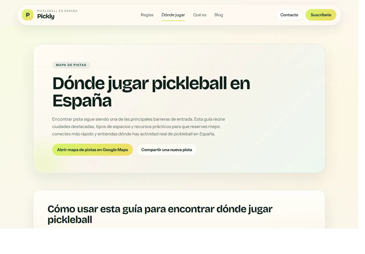 Página de dónde jugar pickleball en España