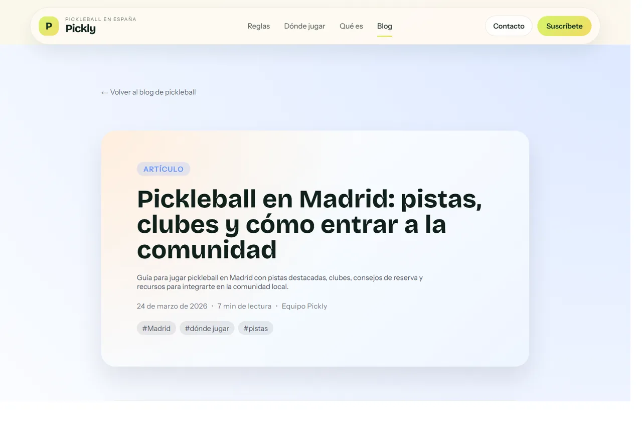 Artículo local de Pickly sobre Madrid